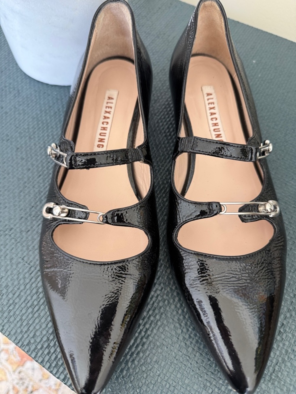 Alexachung Black Patent Mary Jane Flats Size 39 US 9